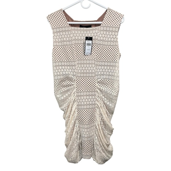 BCBGMaxAzria Dresses & Skirts - NWT BCBGMAXAZRIA Renee Ivory Eyelet Mesh Ruched Bodycon Dress